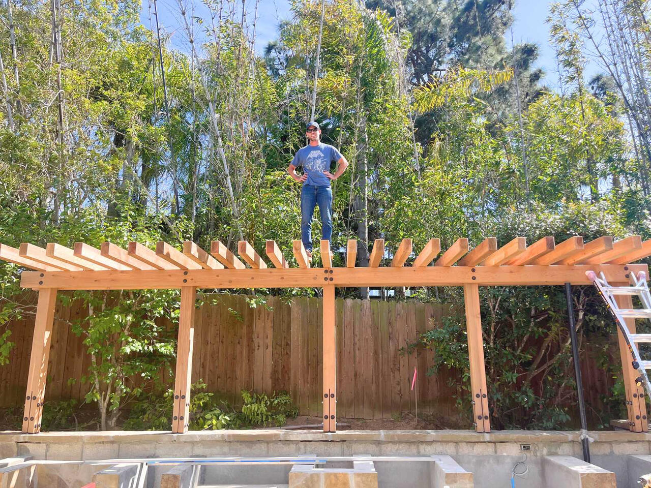 Alex Fulford, stood atop a freshly completed pagoda.